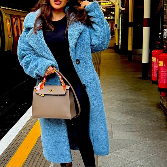 kimi & co Jackets & Blazers - Kimi & Co Paris Blue oversized teddy coat size small/ medium buttons